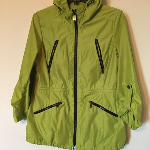 MICHAEL KORS Bright Green Hooded Anorak Rain Jacket Sz S EUC!!! - Picture 2 of 7